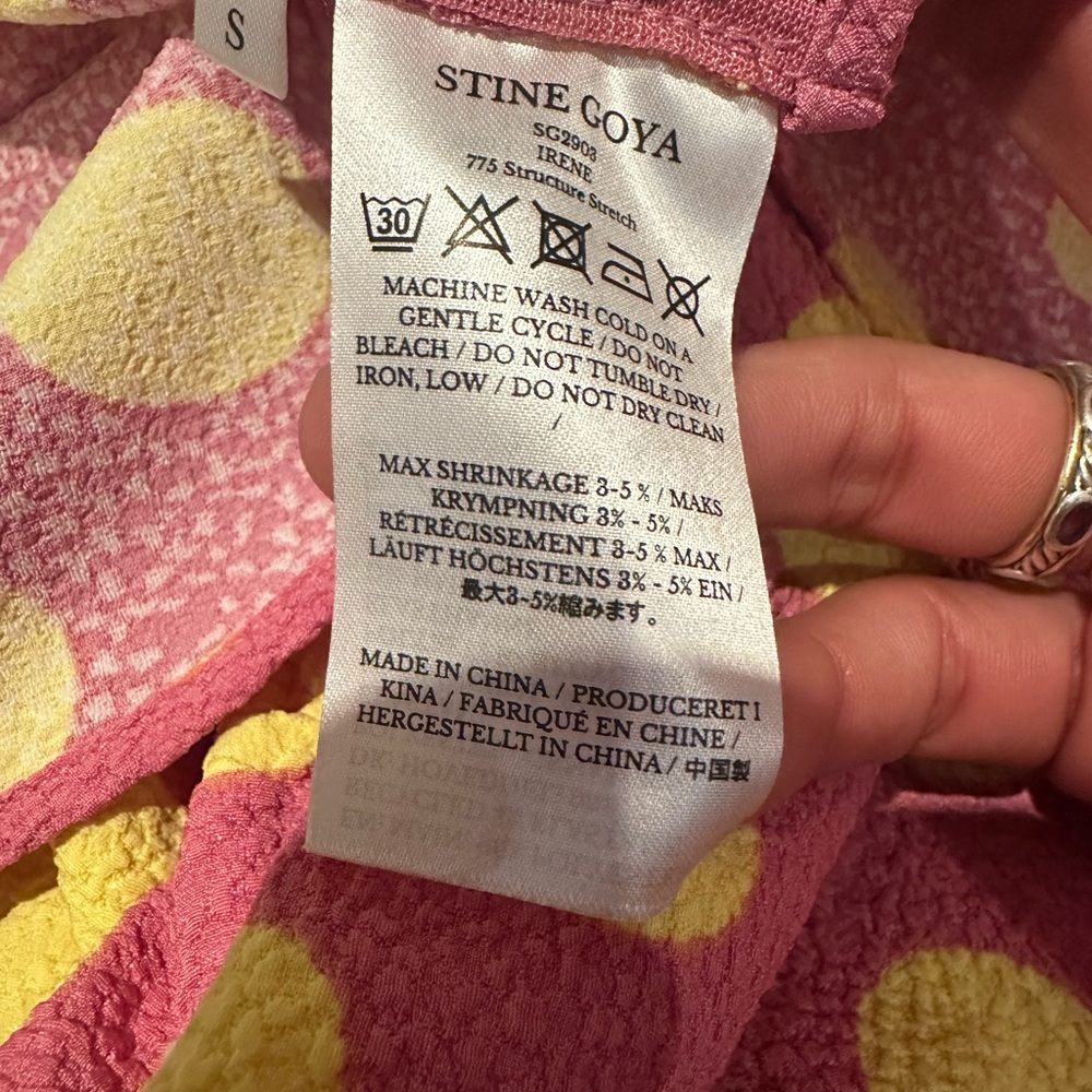 NWT STINE GOYA Irene Pink and Yellow Polka Dot Blouse sz S - Picture 8 of 8